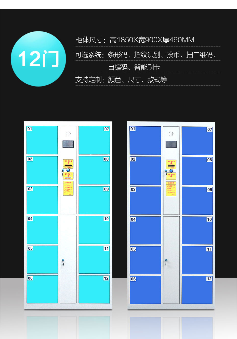 12門(mén)電子存包柜果綠